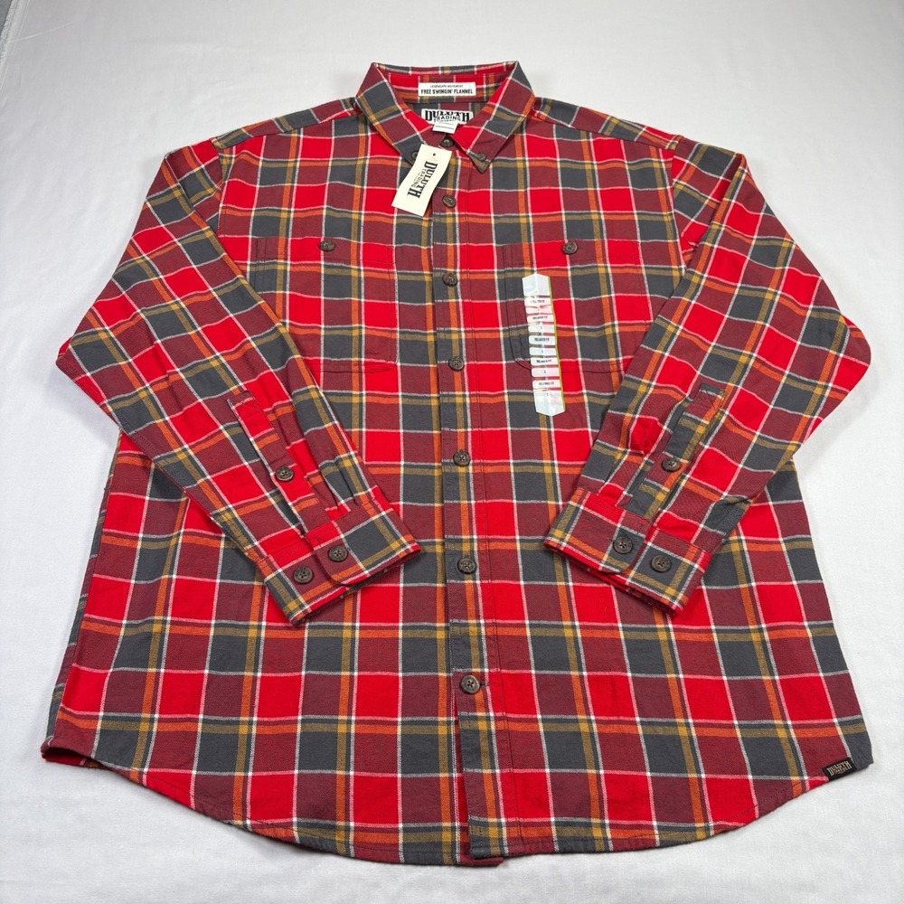 Eddie Bauer Shirt Mens Large Red Plaid Free Swingin Flannel Relaxed‎ Fit Outdoor